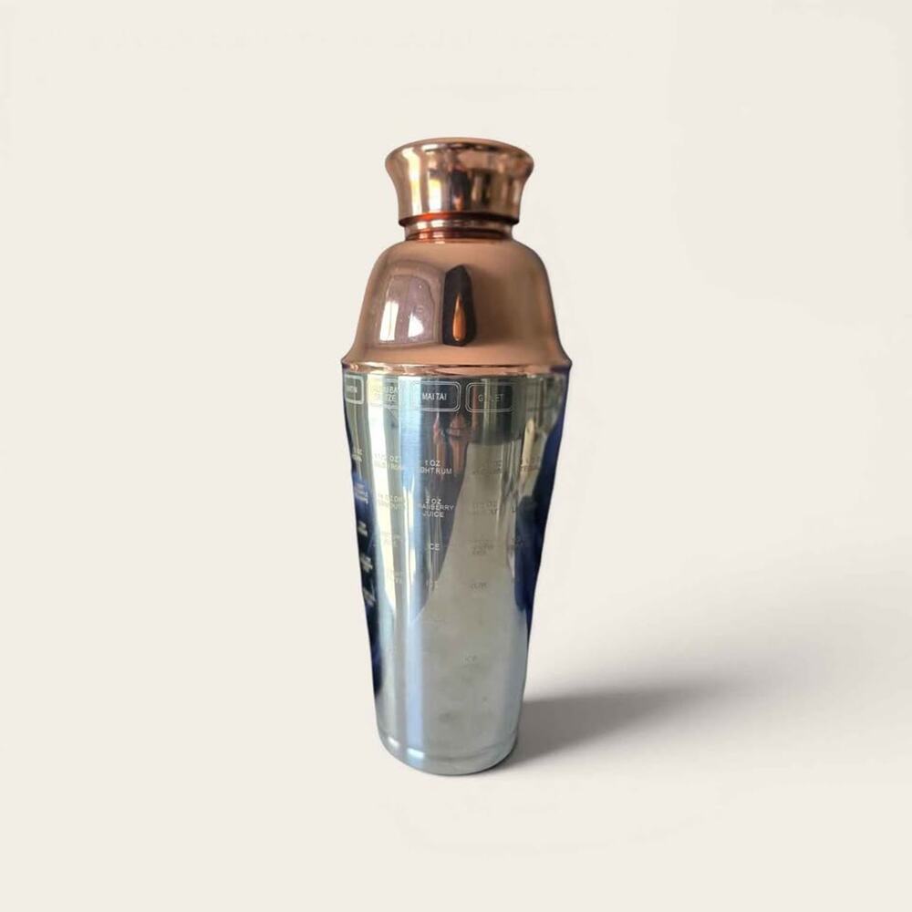 Oggi copper and Silver Cocktail Shaker with Recipes